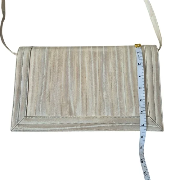 Vintage 80s Korean Eel Skin Shoulder Clutch Bag Removable Strap - Picture 12 of 12